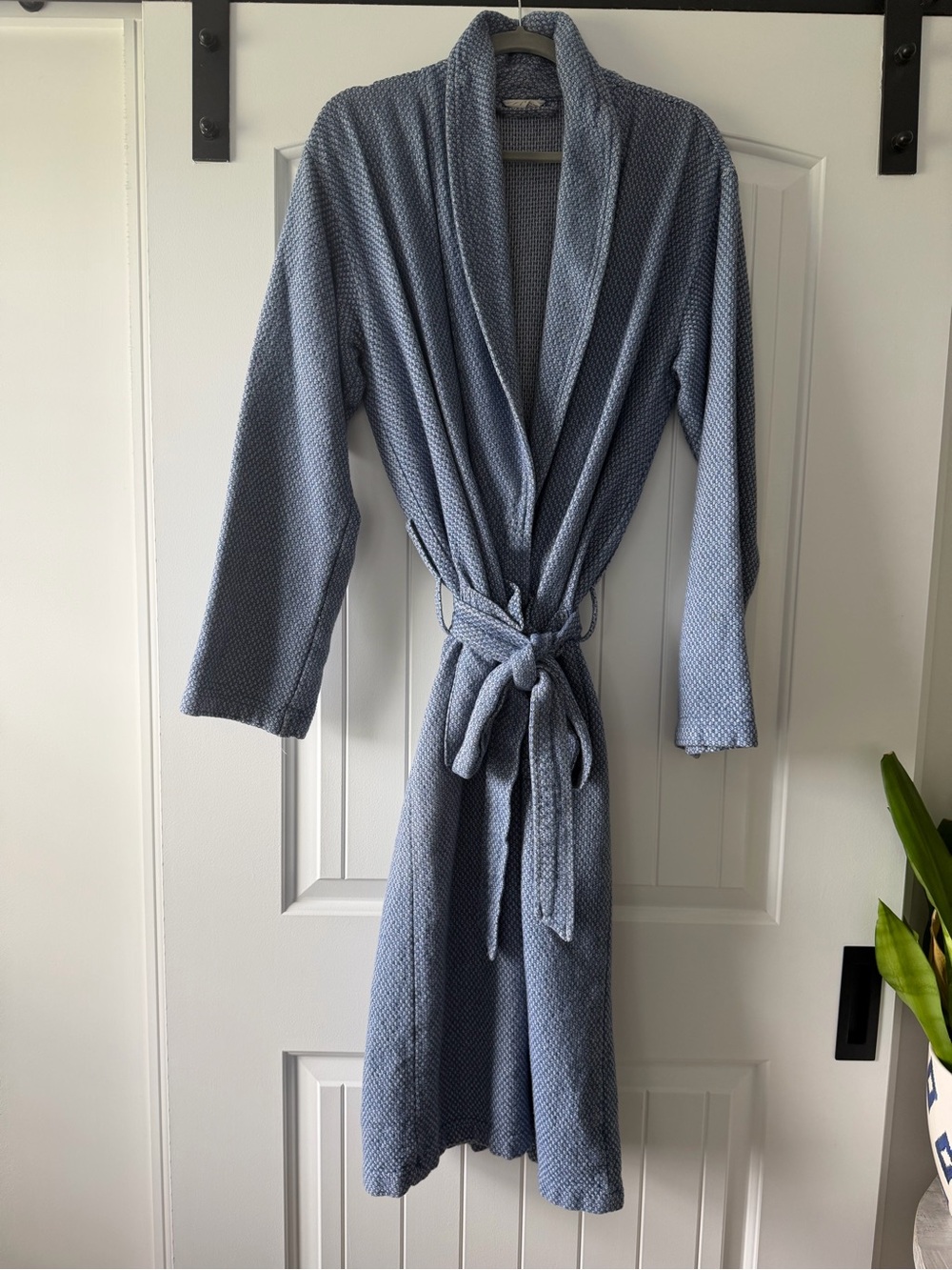 Coyuchi Organic Cotton Blue Bathrobe Size Small/Medium Unisex